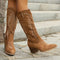 Bestickte Damen-Cowboystiefel mit spitzer Zehe und mittlerem Absatz