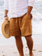 Shorts casuales de textura natural para hombre.
