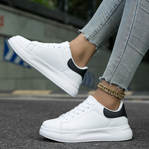 Weiße Clean-PU Leder-Sneakers für Frauen