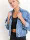 Blau Jeansjacke mit Reverskragen