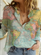 Janet - Globe Weltkarte Bedrucktes Hemd