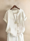 soft-touch-stoff Loose Kurzärmeliges natürliche Textur-Top