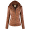 PU Lederjacke mit Kapuze für Frauen