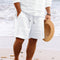 Shorts Herren natürliche Textur Baumwollmix mit Taschen Kordelzug