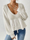Weißer Pullover mit Volants mit Kordelzug am Saum