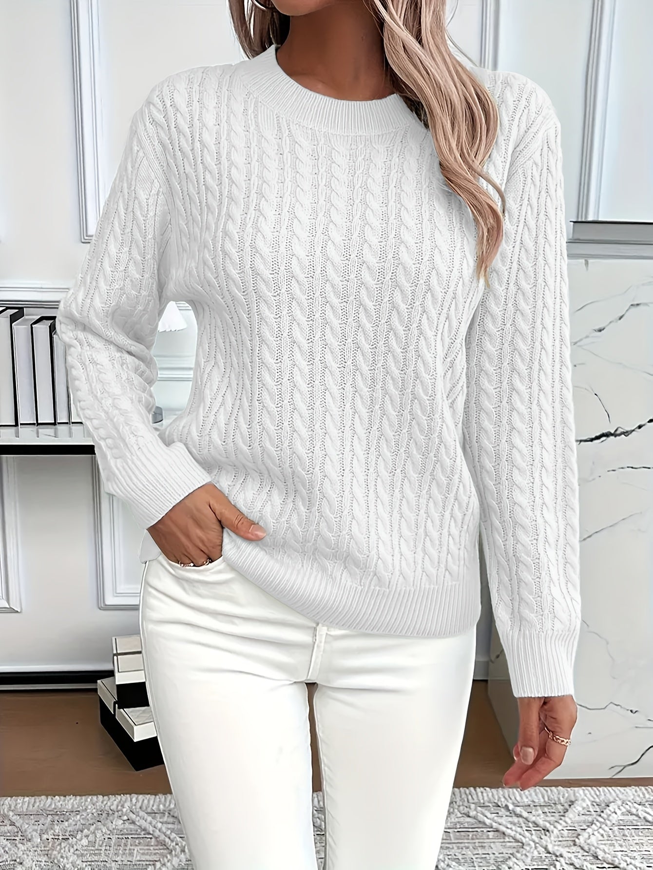 Strickpullover mit Zopfmuster für Damen – Weicher und stilvoller Pullover für Frühling und Herbst