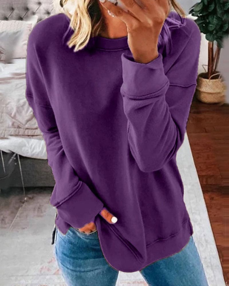 Locker geschnittener Damenpullover aus Baumwolle und Polyester