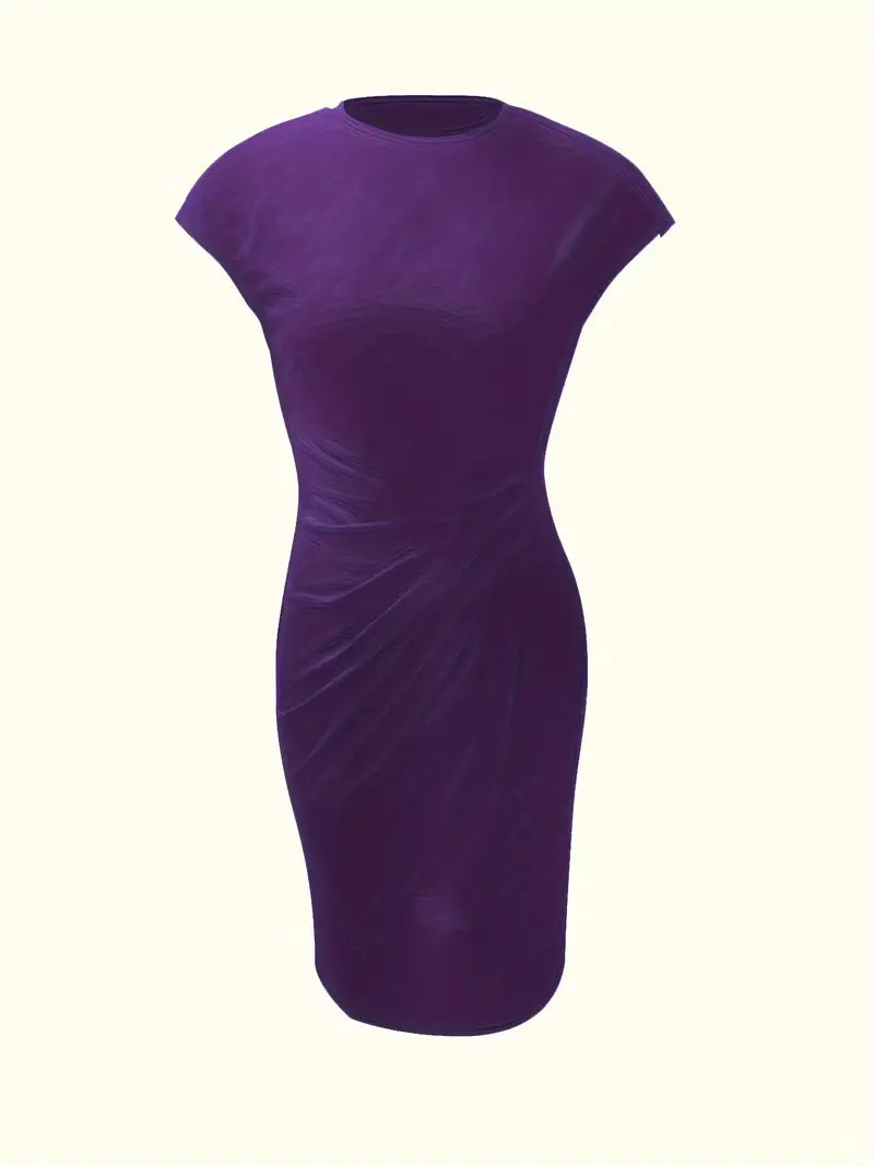 Elizabeth - Einfarbiges Kleid mit Rundhalsausschnitt