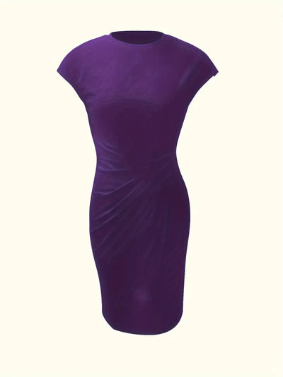 Elizabeth - Einfarbiges Kleid mit Rundhalsausschnitt