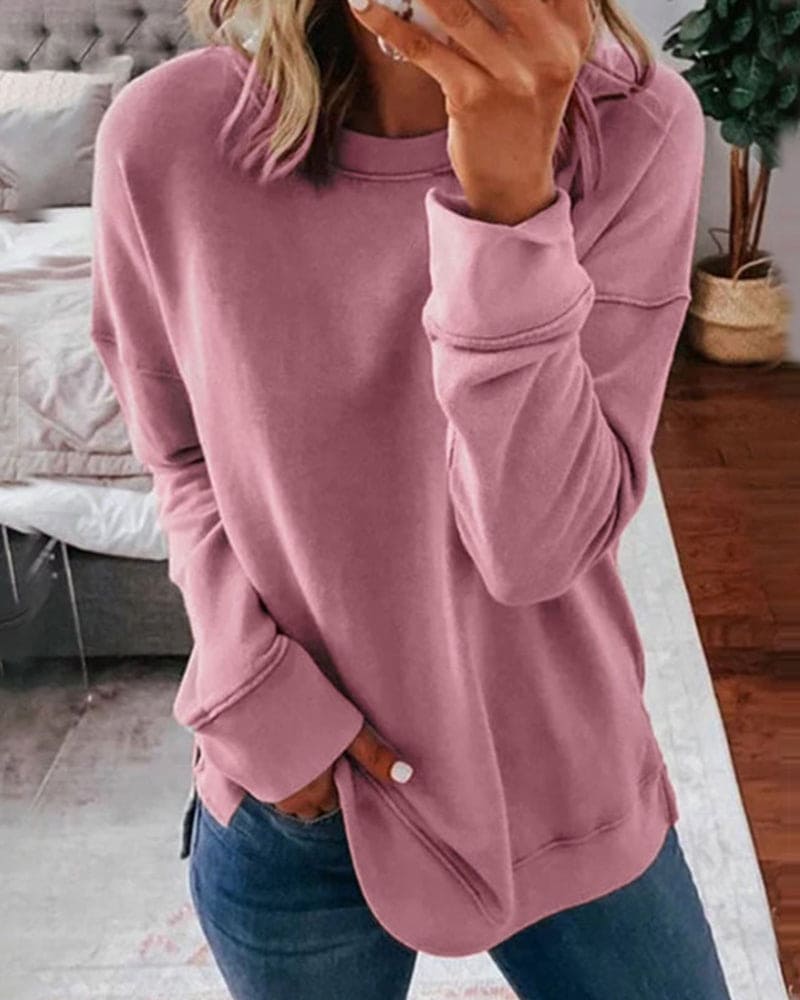 Locker geschnittener Damenpullover aus Baumwolle und Polyester