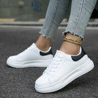 Weiße Clean-PU Leder-Sneakers für Frauen