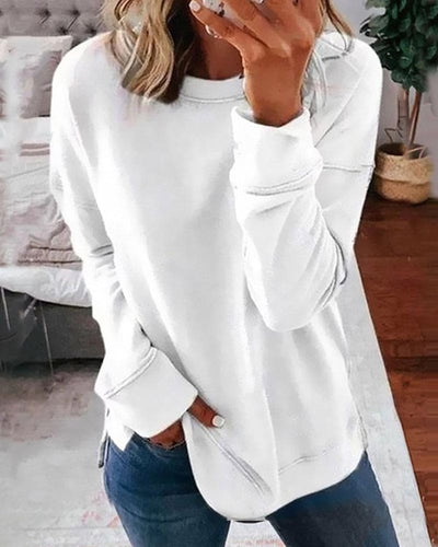 Locker geschnittener Damenpullover aus Baumwolle und Polyester