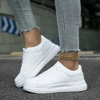 Weiße Clean-PU Leder-Sneakers für Frauen