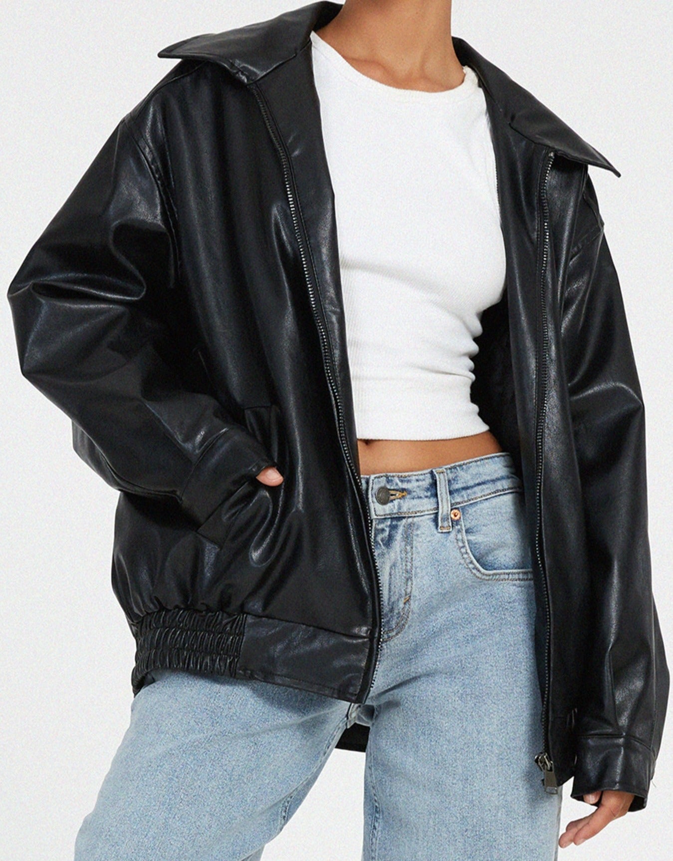 Stylische Lederjacke in Übergröße - Komfortabel und trendig für jeden Tag