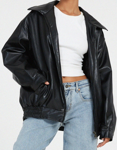 Stylische Lederjacke in Übergröße - Komfortabel und trendig für jeden Tag