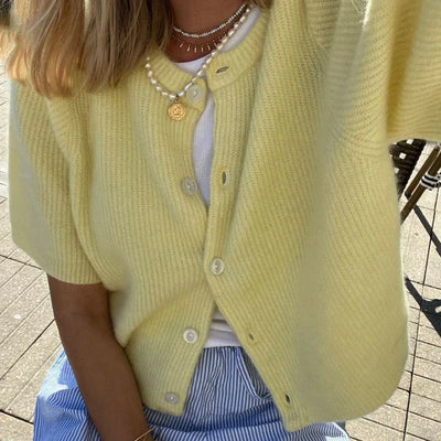 Kurzärmliger Rundhals-Cardigan für Damen | Ideal für alle Jahreszeiten