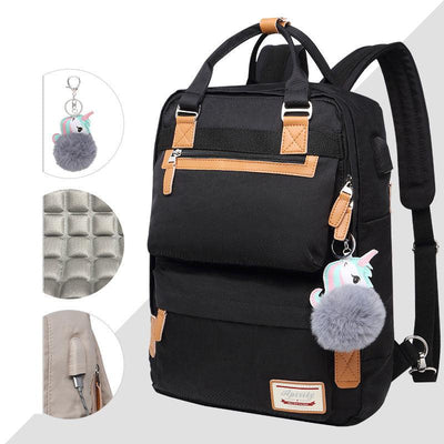 Stilvoller wasserdichter Rucksack für Frauen mit 15,6-Zoll-Laptop-Fach
