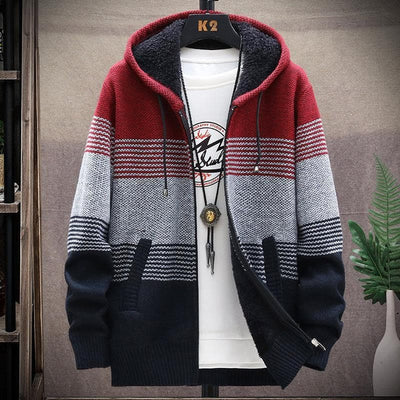 Warmer Pullover mit Kapuze und Reißverschluss für Männer