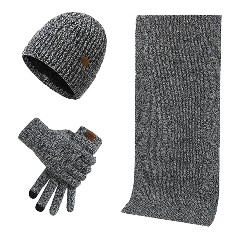 Lässiges Winterset mit Mütze, Schal und Handschuhen für Männer