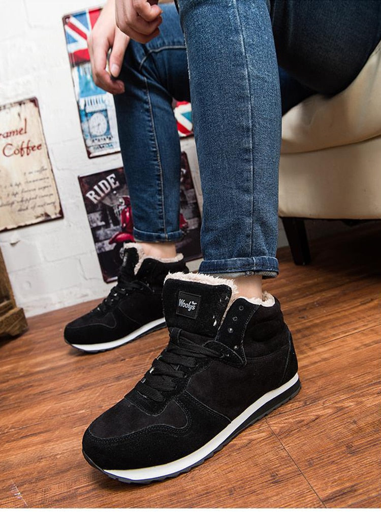 Lässige warme Winterschuhe für Herren – Hohe Sneakers mit Fellfutter