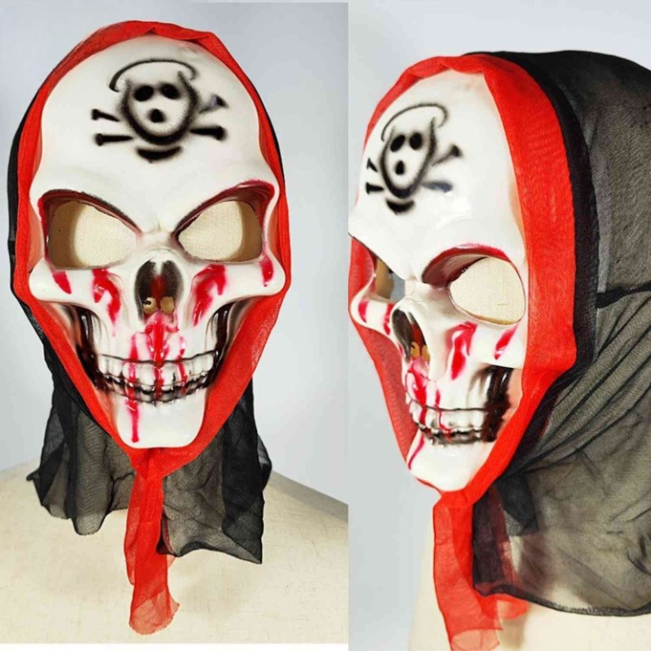 Grimora Set | Zubehör für Halloween-Umhang, Skelettmasken und Sichel
