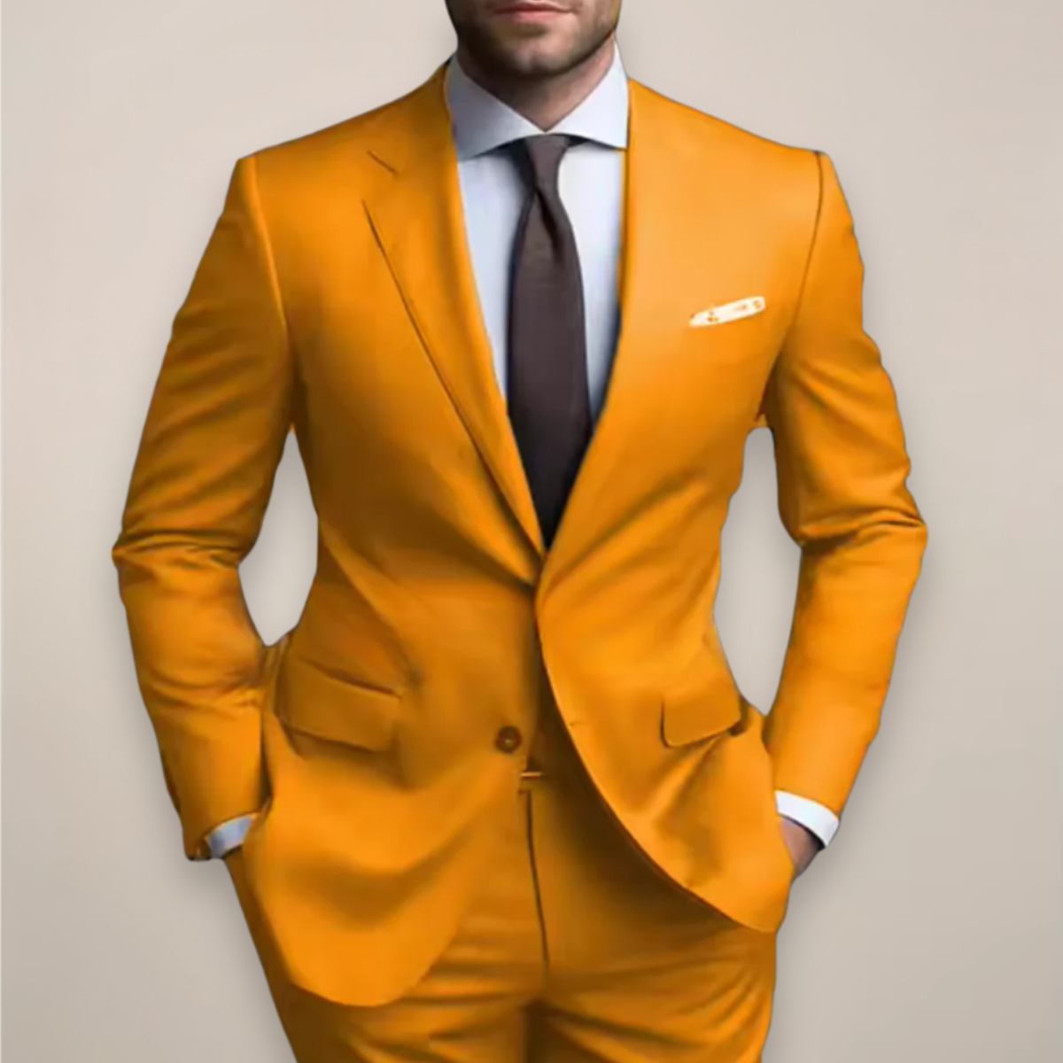 Zweiteiliger Herrenanzug in normaler Passform - Maßgeschneiderter Blazer mit spitzem Revers und passender Hose