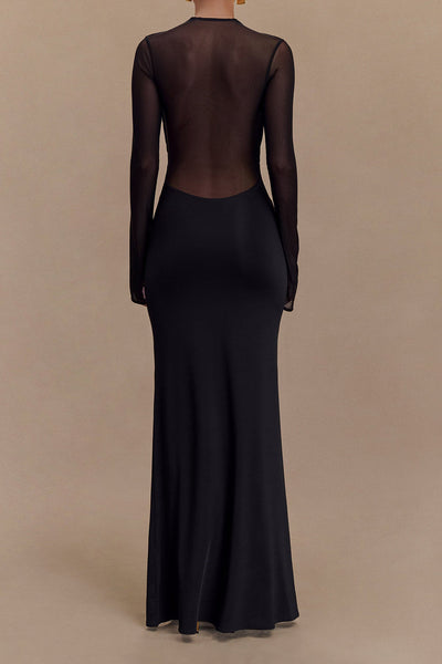 Gillian - Stylisches Damen Maxikleid aus durchsichtigem Mesh mit transparentem Design