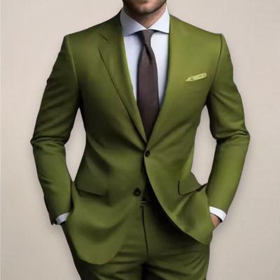 Zweiteiliger Herrenanzug in normaler Passform - Maßgeschneiderter Blazer mit spitzem Revers und passender Hose