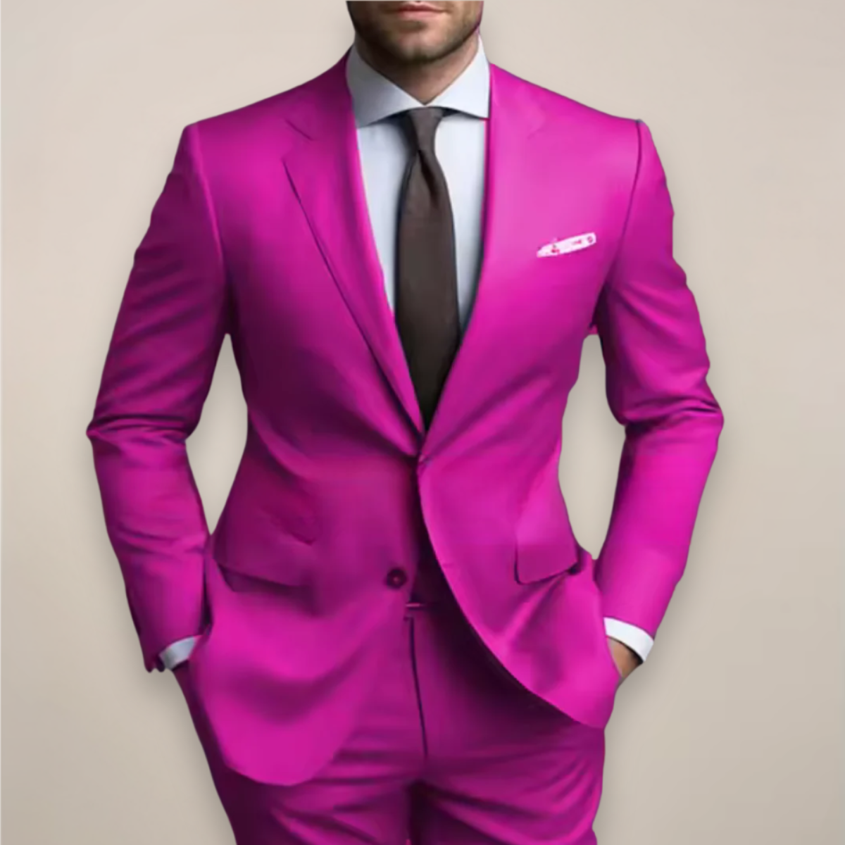 Zweiteiliger Herrenanzug in normaler Passform - Maßgeschneiderter Blazer mit spitzem Revers und passender Hose