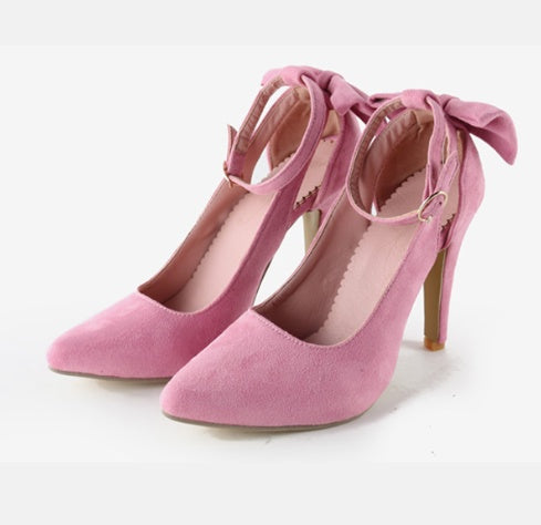 Modische High Heels für Frauen mit Schleifenriemen und spitzer Spitze