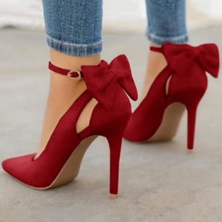 Modische High Heels für Frauen mit Schleifenriemen und spitzer Spitze