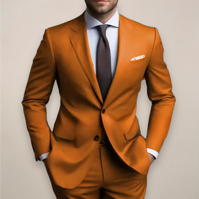 Zweiteiliger Herrenanzug in normaler Passform - Maßgeschneiderter Blazer mit spitzem Revers und passender Hose