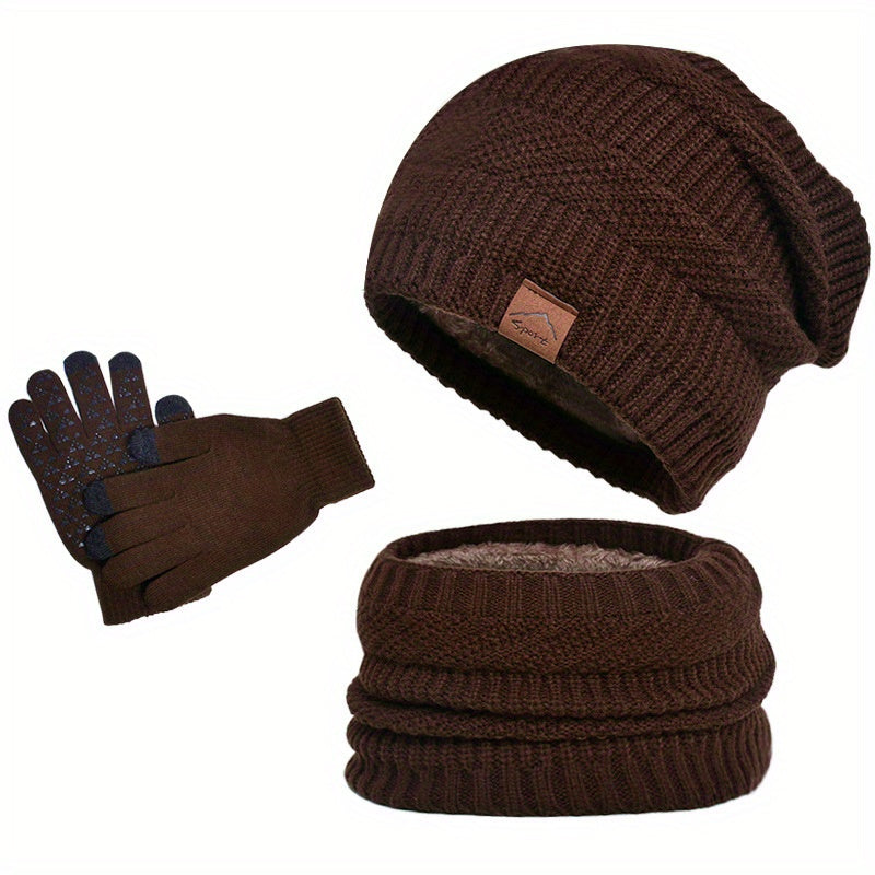 Freizeit Winter Plüsch 3-teiliges Set für Männer