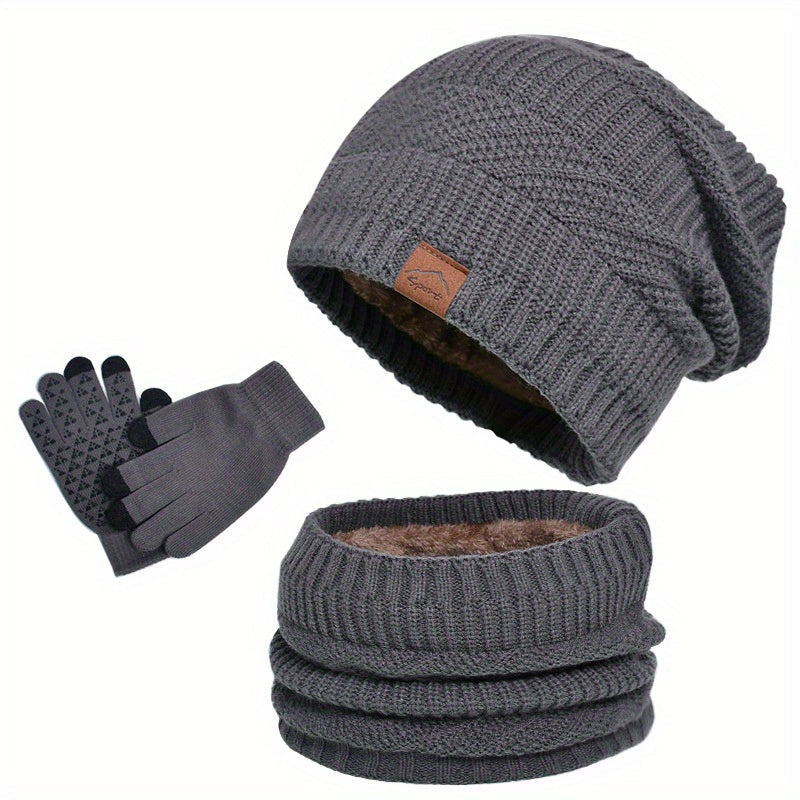 Freizeit Winter Plüsch 3-teiliges Set für Männer