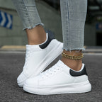 Weiße Clean-PU Leder-Sneakers für Frauen