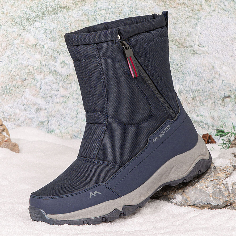 Damen-Winterstiefel mit seitlichem Reißverschluss – wasserdichte, rutschfeste, strapazierfähige Schneestiefel mit warmem Futter