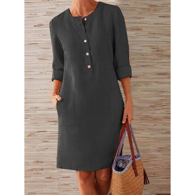 Knielanges natürliche Texturkleid | Schlichte Eleganz | Bequemer Stil