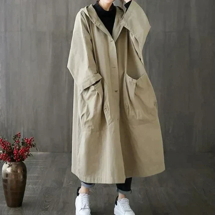 Klassischer übergroßer Trenchcoat mit Gürtel für Frauen