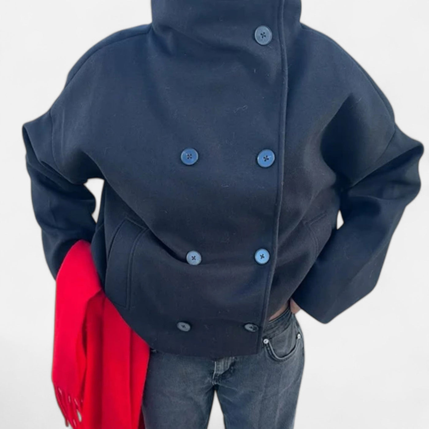 Chic kort kappa med hög krage för kvinnor