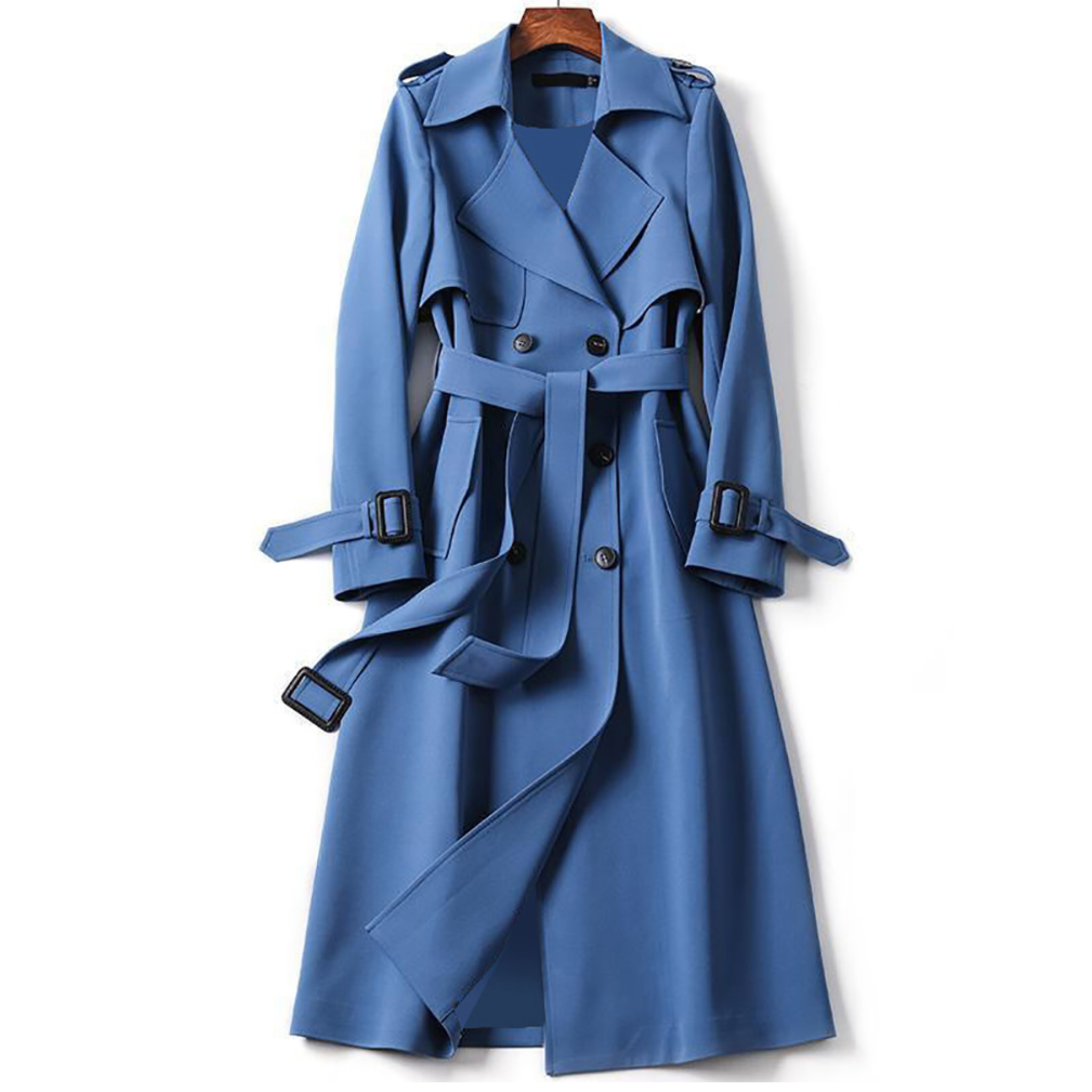 Eleganter langer Trenchcoat mit Gürtel - Must-have für Herbst und Frühling