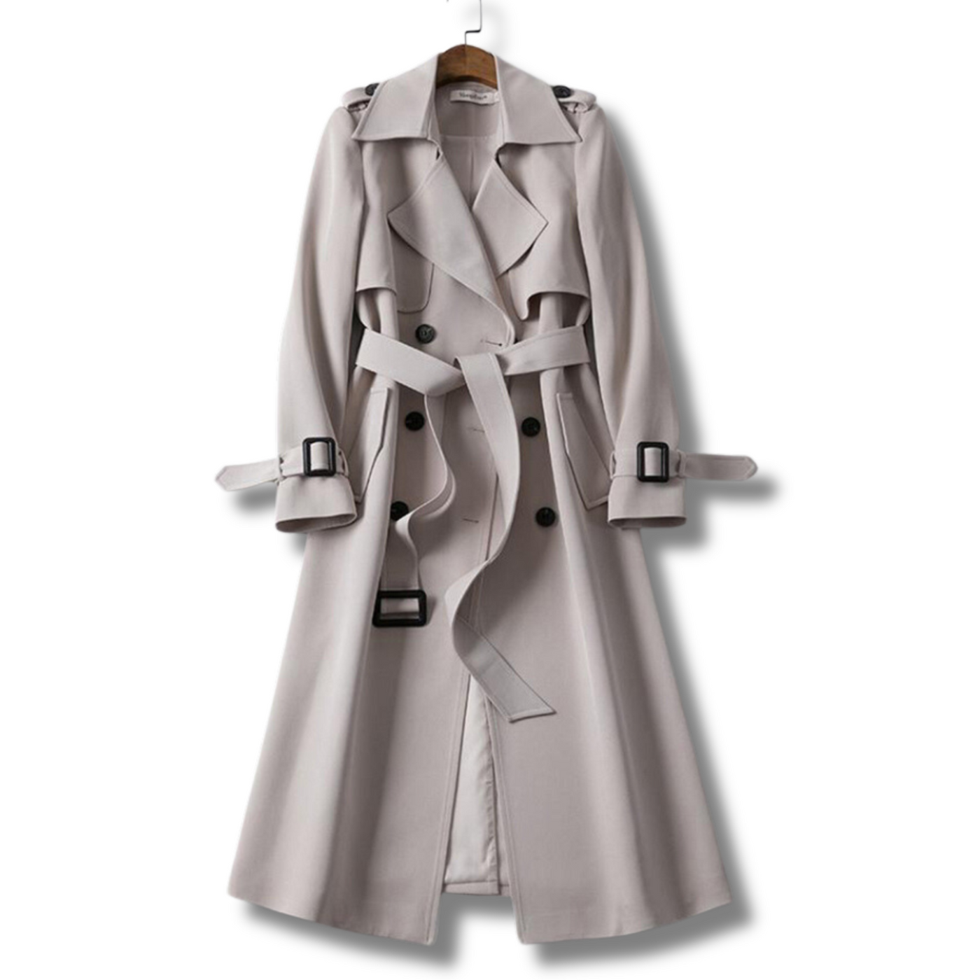 Eleganter langer Trenchcoat mit Gürtel - Must-have für Herbst und Frühling