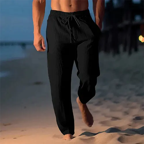 natürliche Texturhose für Herren – Straight Fit – Mid-Rise Sommer-Essential