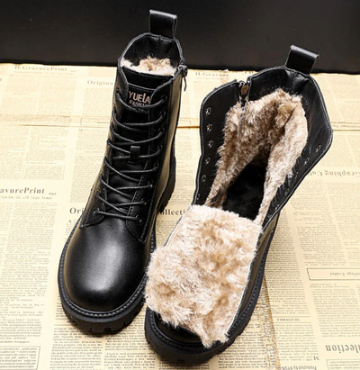 Delphine - Winterstiefel aus schwarzem PU Leder