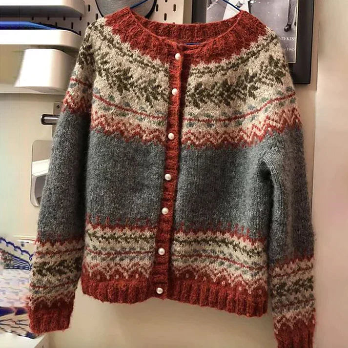 Warme Nordic-Strickjacke für Damen – Fair Isle Muster