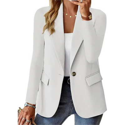 Langärmeliger Damenblazer mit Schnalle und schmaler Tasche