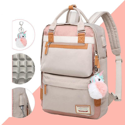 Stilvoller wasserdichter Rucksack für Frauen mit 15,6-Zoll-Laptop-Fach