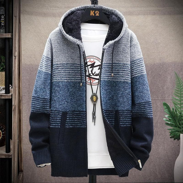 Warmer Pullover mit Kapuze und Reißverschluss für Männer