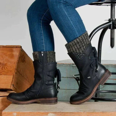 Wasserdichte Damen-Schneestiefel – halbhohe Winterstiefel mit rutschfester Sohle