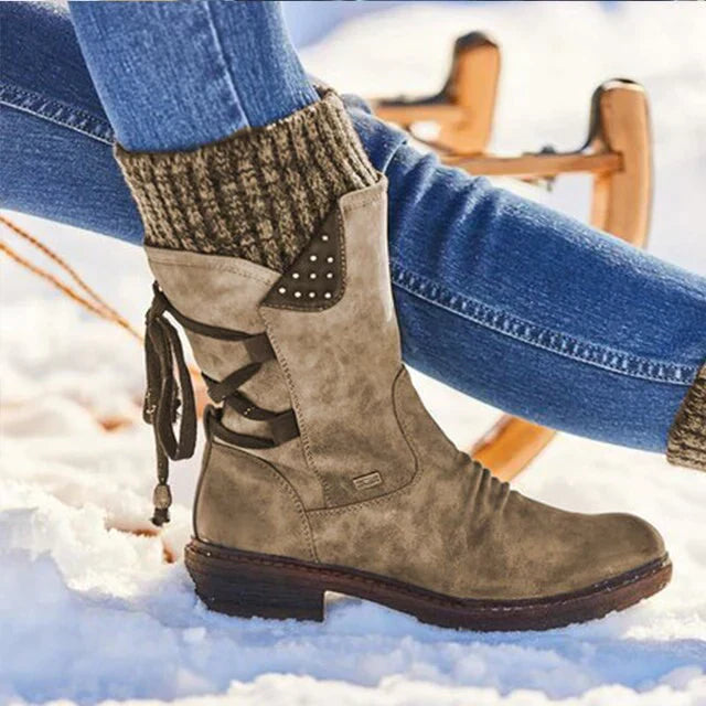 Wasserdichte Damen-Schneestiefel – halbhohe Winterstiefel mit rutschfester Sohle