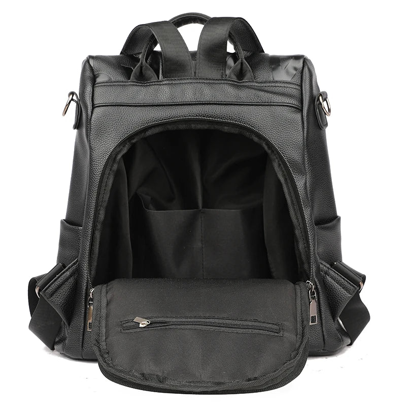 GuardGlam | Anti-Diebstahl Neue Frauen Rucksack Hohe Qualität Weiches PU Leder Rucksack